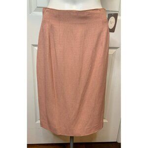 Christian Dior Melon Pink White Micro Plaid Pencil Career II Skirt, Size 10, NWT